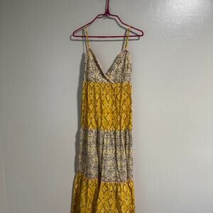 Vintage y2k Mi Ami lace cottage strappy yellow maxidress womens small